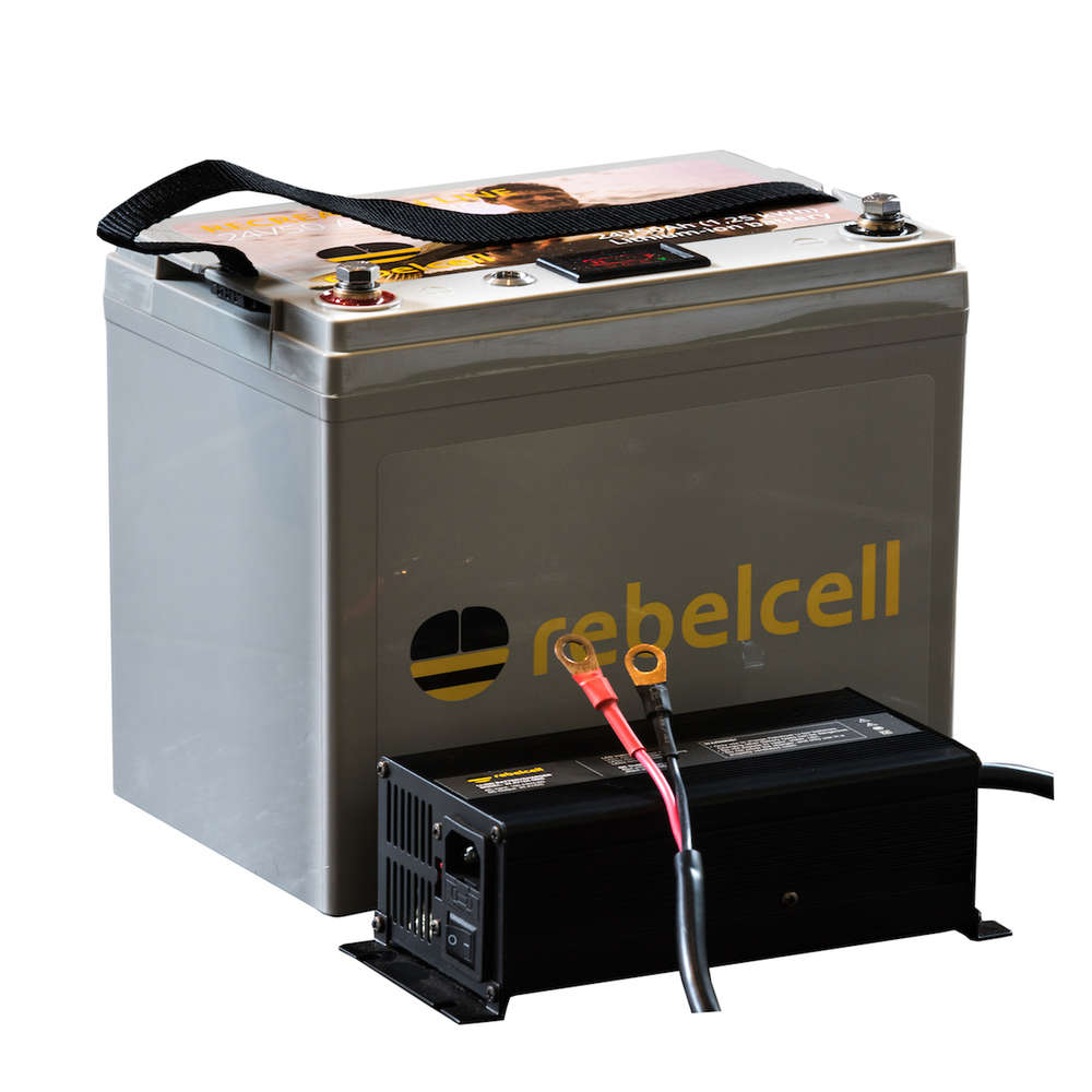 biograf indsats På daglig basis Rebelcell 24V50 Li battery + 12A charger - Technology for anglers